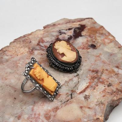 Cameo Ring & Antique Pin