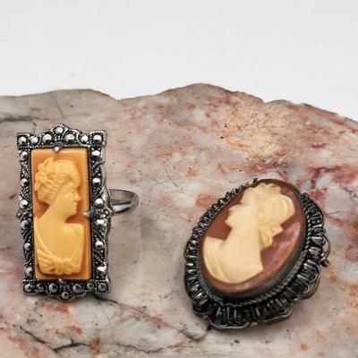 Cameo Ring & Antique Pin