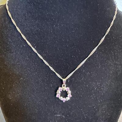 Silver and purple stone necklace