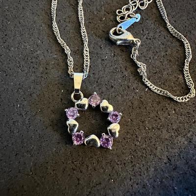 Silver and purple stone necklace