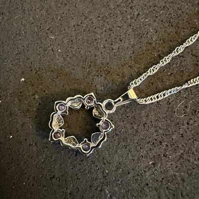Silver and purple stone necklace