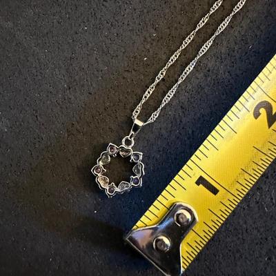 Silver and purple stone necklace