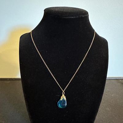 Teal transparent stone necklace