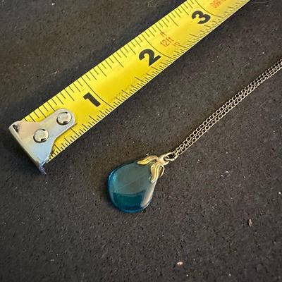 Teal transparent stone necklace