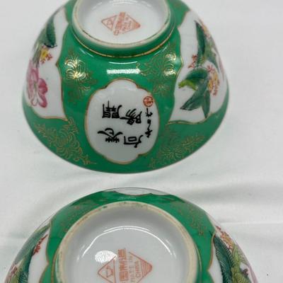 Pair of Chinese Famille Verte Bowls 1970s-local pickup and shipping available
