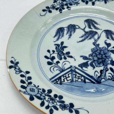 Chinese Vintage Blue and White Porcelain Export Plate-restored local pickup and shipping available