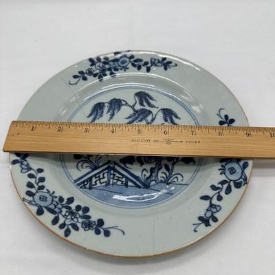Chinese Vintage Blue and White Porcelain Export Plate-restored local pickup and shipping available