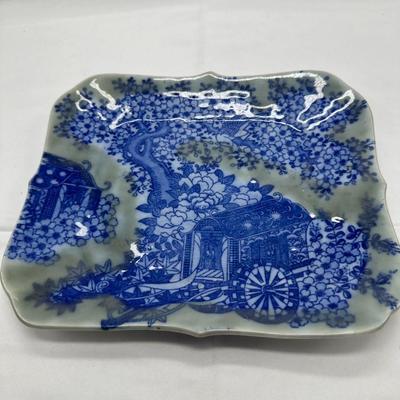 Japanese Platter, Sometsuke-Seiji Blue Patterned With Celadon, 19th C.