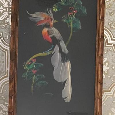 Signed Mexico Bird Feather Collage