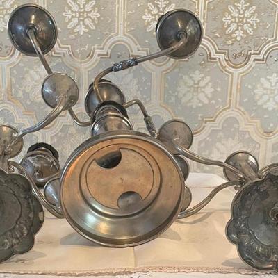 Three Silver Plate Candelabra