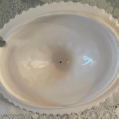 Large Capodimonte Italian White Glazed Cream Porcelain Tureen, Lid, and Ladle