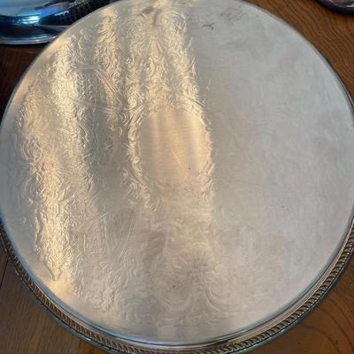Multiple Silver Plate Trays and Ice Bucket