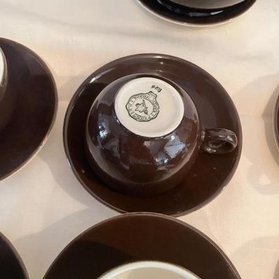 Six Tea Cups/Saucers and Tea Pot Hoganas Ceramic Stamped