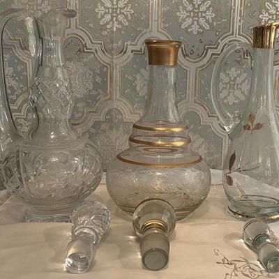 Three Vintage Large Decanters