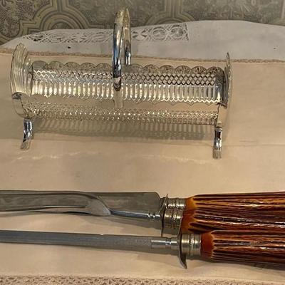 Vintage Forge Carving Set Faux Stag Handles 3 Piece Set