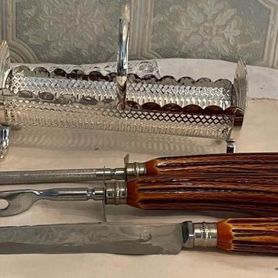 Vintage Forge Carving Set Faux Stag Handles 3 Piece Set