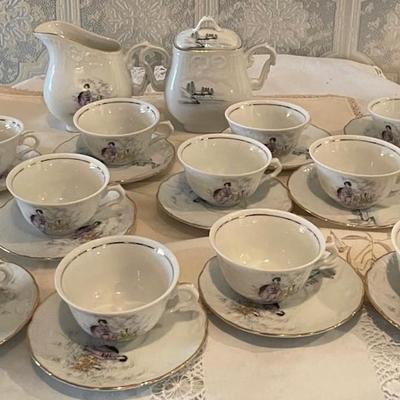 Vista Aleged Portugal Tea Cups/Saucers, Creamer/Sugar Pot Set