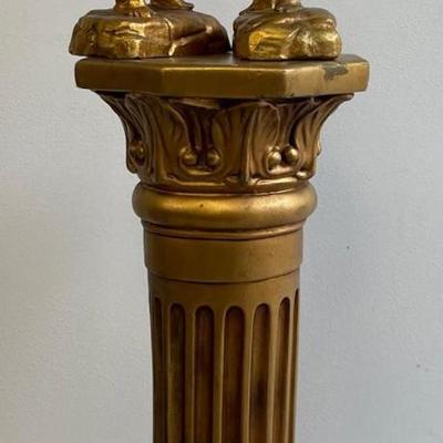 Two Gilt Cherubs on Gilt Stand