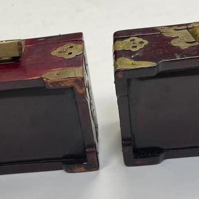 Two Chinese Rose Wood Jade Jewelry Boxes