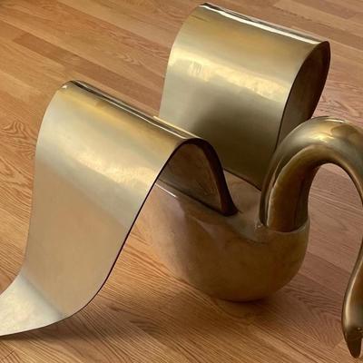 Heavy Brass Swan Art Deco Base