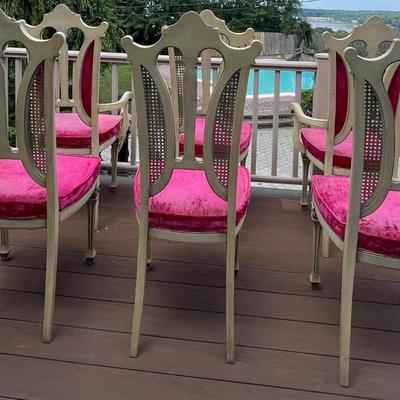 Six Victorian Style Burgundy Red Dinning Chairs