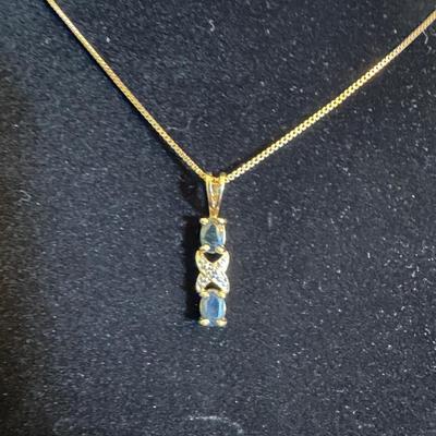 925 Stamped blue stone set