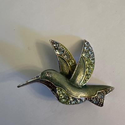 Hummingbird rhinestone brooch