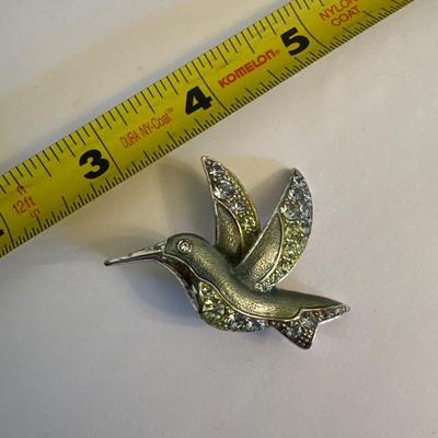 Hummingbird rhinestone brooch