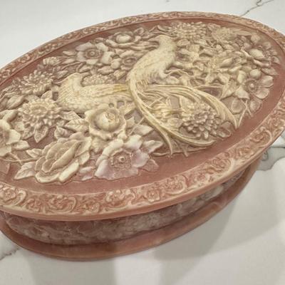 Pink Incolay Stone collectible box