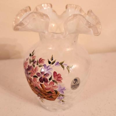 Lot #266 Fenton/Longaberger Hand Painted Vase - 2002