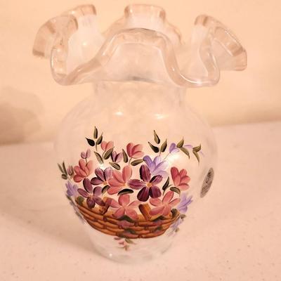 Lot #266 Fenton/Longaberger Hand Painted Vase - 2002