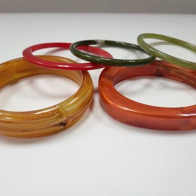 Vintage Bangle Bracelets Bakelite Lucite Earthtones