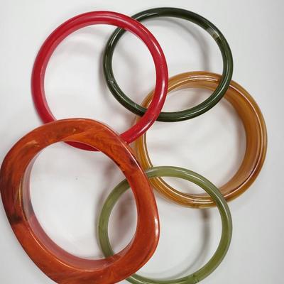 Vintage Bangle Bracelets Bakelite Lucite Earthtones