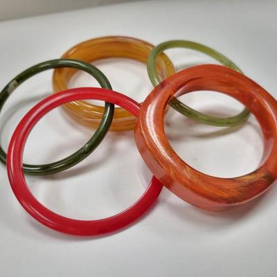 Vintage Bangle Bracelets Bakelite Lucite Earthtones