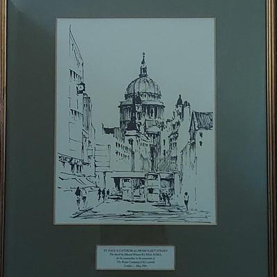 St. Paul's Cathedral Watercolor and Edward Wesson Sketch (PC2-BBL)