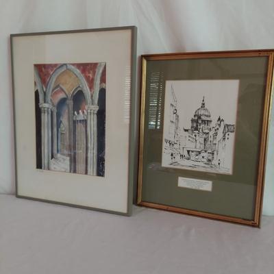 St. Paul's Cathedral Watercolor and Edward Wesson Sketch (PC2-BBL)
