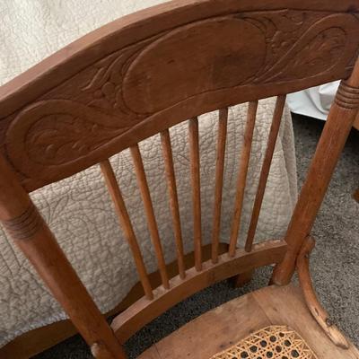 TWO Antique Caned Seat Chairs