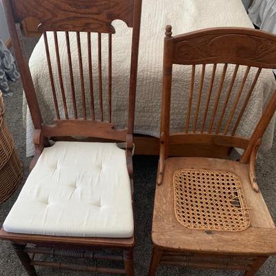 TWO Antique Caned Seat Chairs