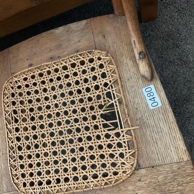 TWO Antique Caned Seat Chairs