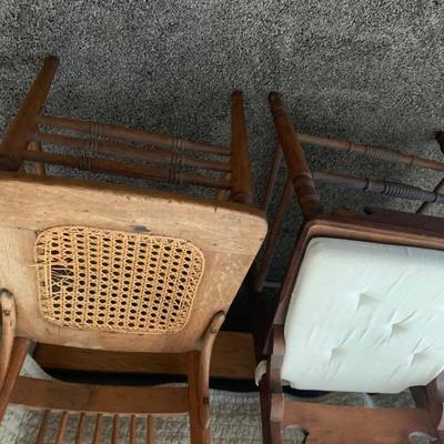 TWO Antique Caned Seat Chairs