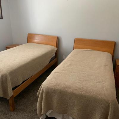 Pair Hand Constructed Single Beds w/ Nightstands / Clean Matresses
