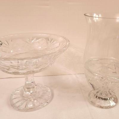 Lot #279 Lot of 2 pieces of Crystal - Compote and Candle Lamp