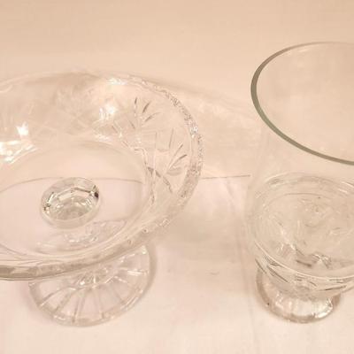 Lot #279 Lot of 2 pieces of Crystal - Compote and Candle Lamp