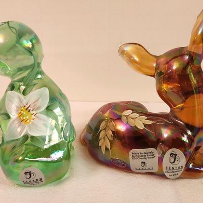 Lot #287 Lot of 2 Fenton Art Glass Animals - Fawn, Deer