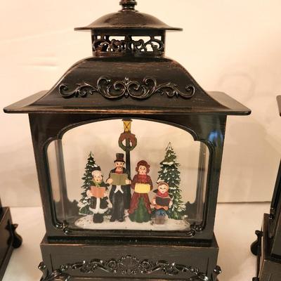 Lot #290 Lot of 4 Christmas Lanters (one Thomas Kinkade)