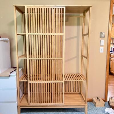 Bamboo Wood Open Wardrobe Sliding Door