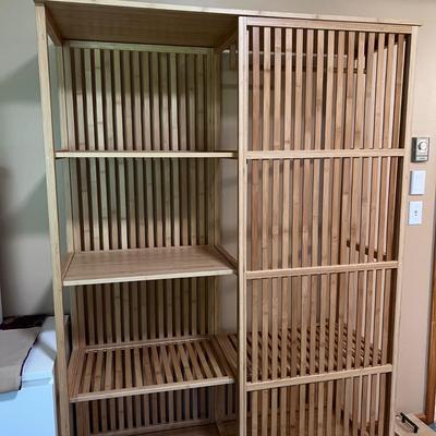 Bamboo Wood Open Wardrobe Sliding Door