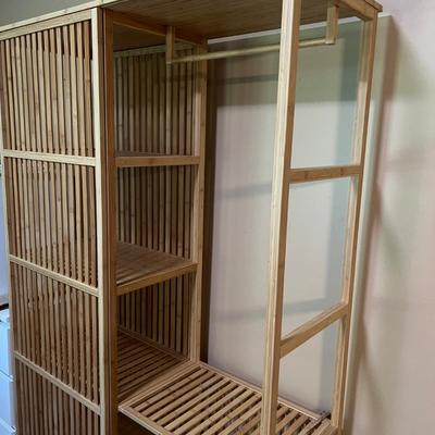 Bamboo Wood Open Wardrobe Sliding Door