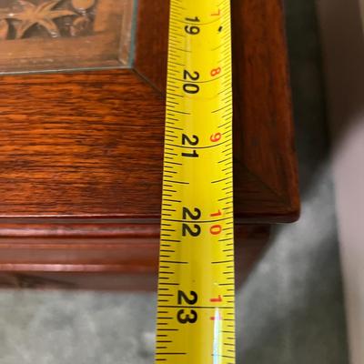 Pair Vintage “Far Eastern Furnishings” Carved Top End Side Tables
