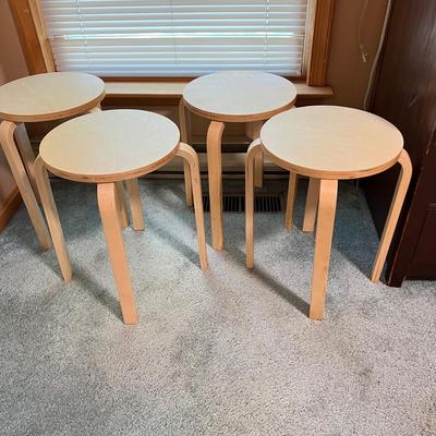 4 Wood Stacking Small Tables or Stools